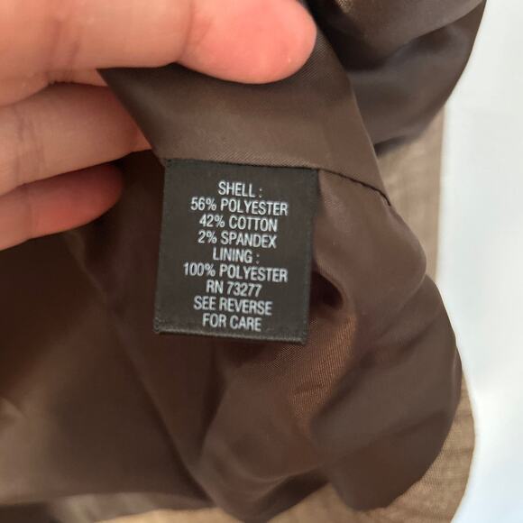 APT 9 Women's Brown Single Button Long Sleeve Lined Blazer with Pockets Size 14 - Picture 6 of 10